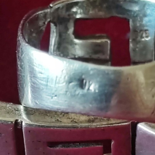 Silver 925 bracelet and ring set like new with meander design