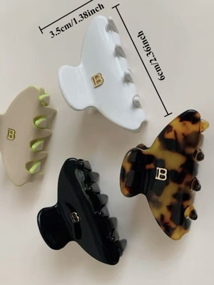 Balmain medium hair clip, white, beige, brown, black