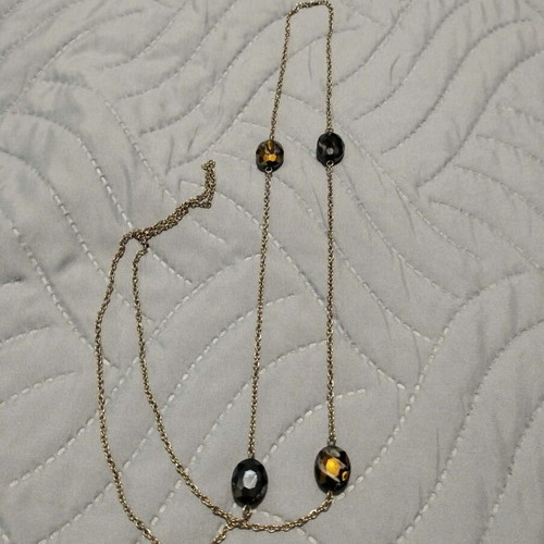 Long necklace with 4 shiny beads, 31cm length