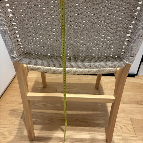 Julien dining chairs pack of 4 used, rubberwood and natural rope