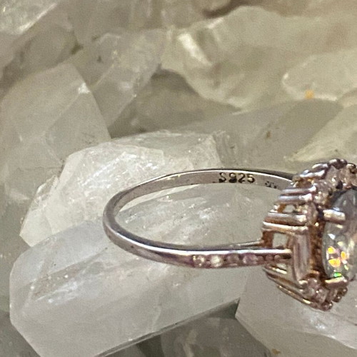 Silver Ring with Moissanite Size 6, Handmade