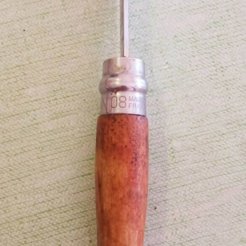 Opinel N08 Inox σουγιάς μεταχειρισμένος με custom ρουστίκ ξύλινη λαβή