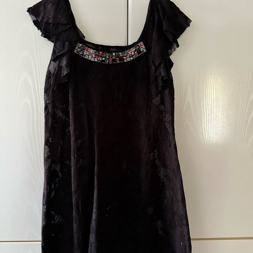 Semi-transparent dress used, black with stones, size M