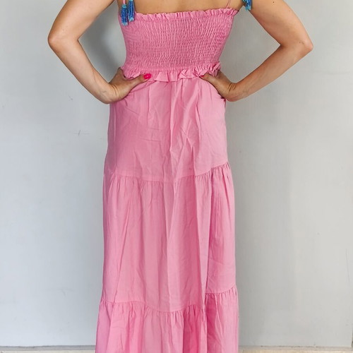 Reserved pink elastic dress like new, versatile smocked waist
