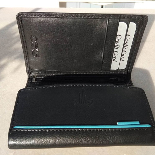 Genuine leather wallet new with card slots and key holder black