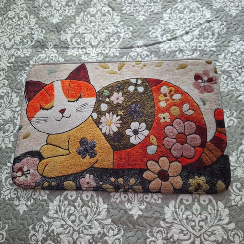 Soft bathroom or door mat with cat design, new, 40x60 cm