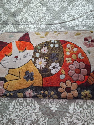 Soft bathroom or door mat with cat design, new, 40x60 cm
