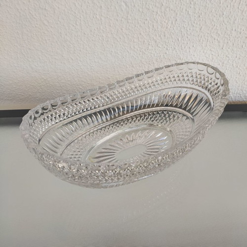 Transparent crystal bowl new, deep, 28x15.5x12 cm