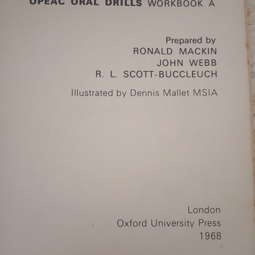 Opeac Oral Drills Workbook A 1968 used, English