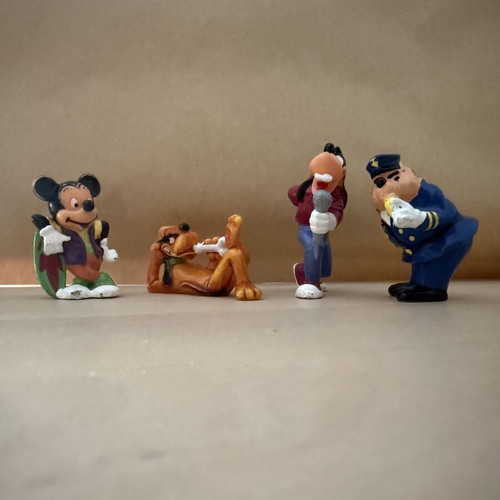 Kinder Surprise vintage figures used, Mickey Mouse, Pluto, Goofy, Chief O'Hara