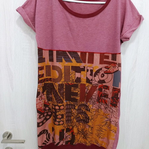 Blouse dress used with pockets, cotton, size M 38 10, brown and red