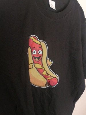 Unisex t-shirt new 2XL with hot dog design black
