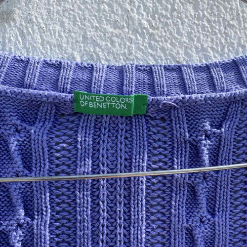 Knitted Benetton cardigan size L purple like new