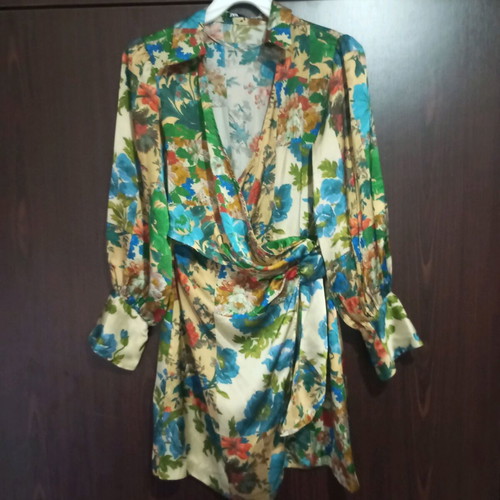 Satin dress Zara used, multicolor, size small