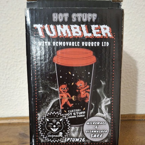 Sourpuss Hot Stuff ceramic tumbler 12oz like new, collectible