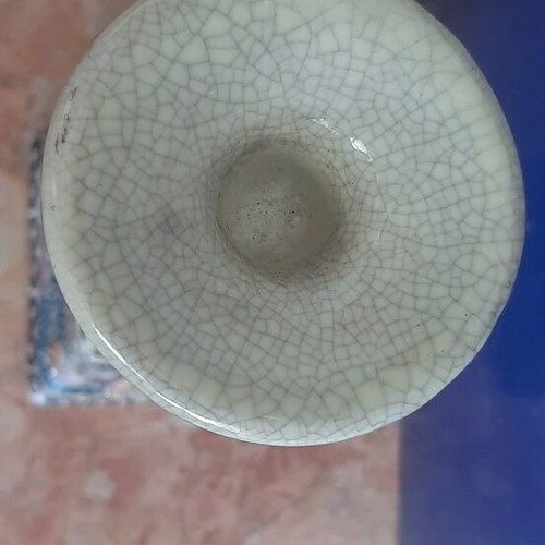 Satsuma candlestick used, height 22cm, base 9x9cm