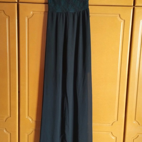 Long strapless dress with transparency and lining like new, black and green