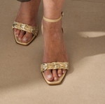 Esthisis by Gianna Kazakou women's leather sandals like new, beige and gold
