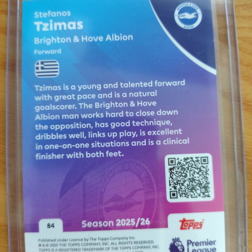 Topps EPL Stefanos Tzimas Rookie Card like new