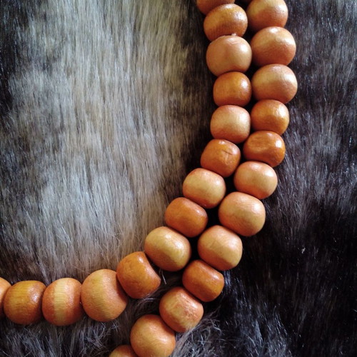 Orange long wooden necklace like new