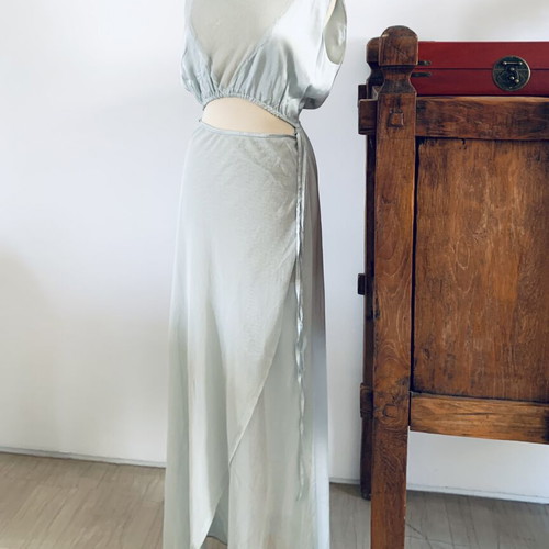 Ioanna Kourbela dress new, size M, aqua satin and cotton mesh