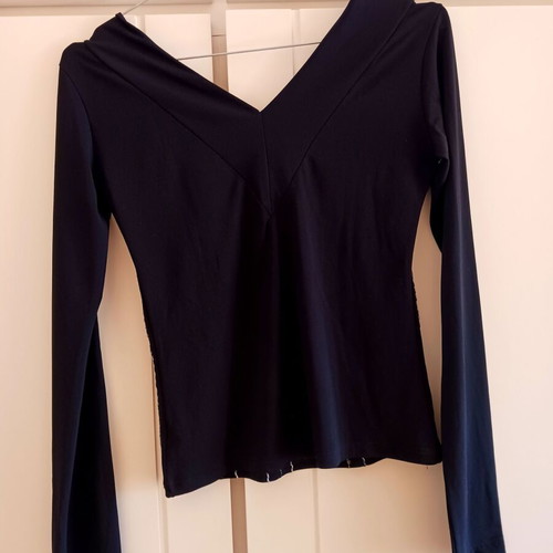 Women's long-sleeve blouse black with silver details size S new