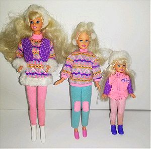 Vintage Barbie Winter Holyday 1995 Barbie, Skipper and Stacie dolls set