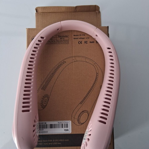 Portable rechargeable neck fan USB pink new