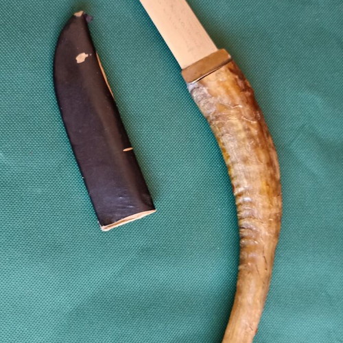 Vintage Cretan Knife Antique with Natural Goat Horn Handle and Mantinada like new