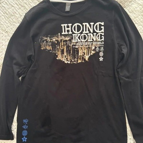 Zara Kids long-sleeve T-shirt used, black with gold print, size S 164 cm