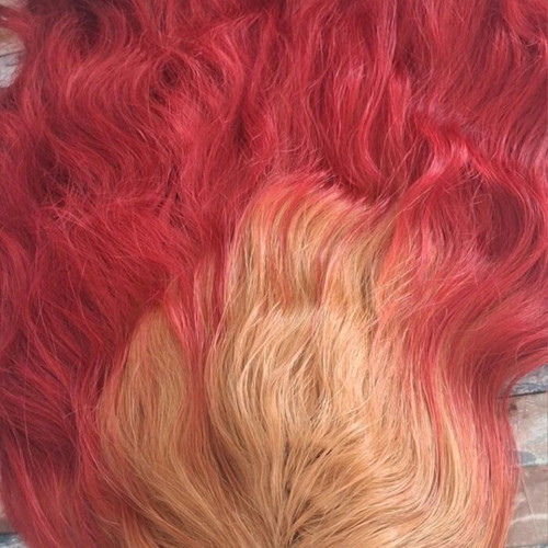 Human hair blend, 30 inches long