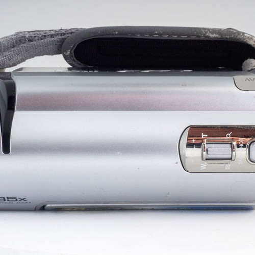 JVC Everio GZ-MG330HE camcorder used, vintage style silver
