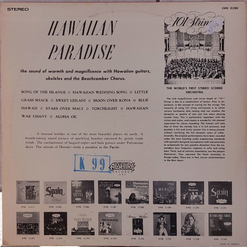 101 Strings In A Hawaiian Paradise LP used, jazz