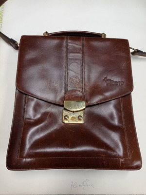 Men's leather professional bag used, brown
