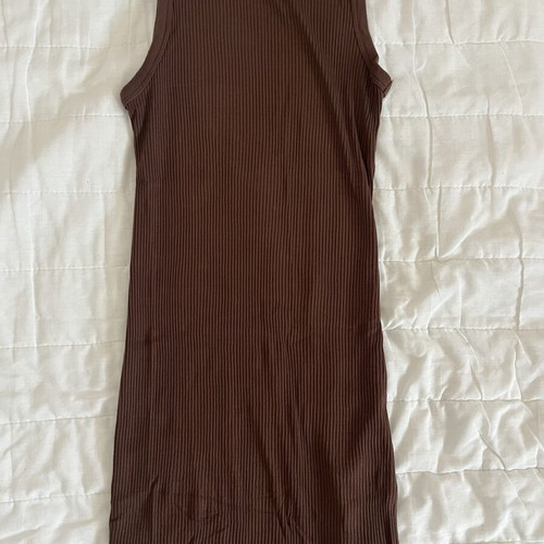 Bershka brown mini dress like new, ribbed fabric, size XXS-XS