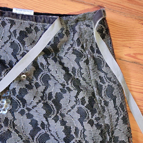 Fransa gray midi lace skirt like new, silver sequins