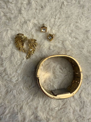 Quo Vadis stainless steel jewelry set in gold tone like new