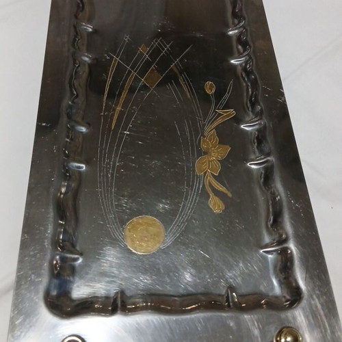 Vintage serving tray inox 18/10 with 24K gold leaf used