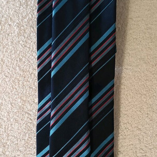 La Pescara men's tie dark blue striped, new