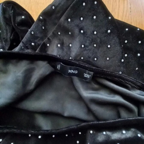 Asymmetric Mango top black like new with rhinestones and 1 long sleeve