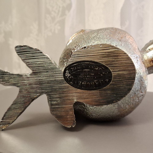 Vintage oversized Italian silver-plated pomegranate Marchetti Preziosi used