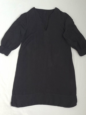 120% Lino black linen dress size IT40 / S like new, 3/4 sleeves