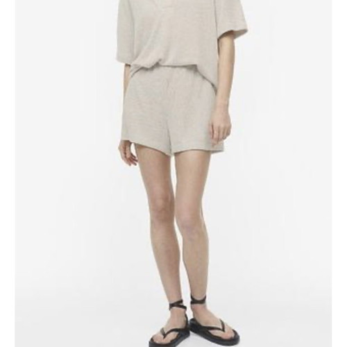 H&M white knitted set with top and shorts, size L-XL