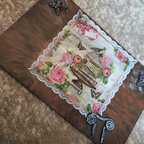 Decorative frame like new with cage and embossed designs, wooden
