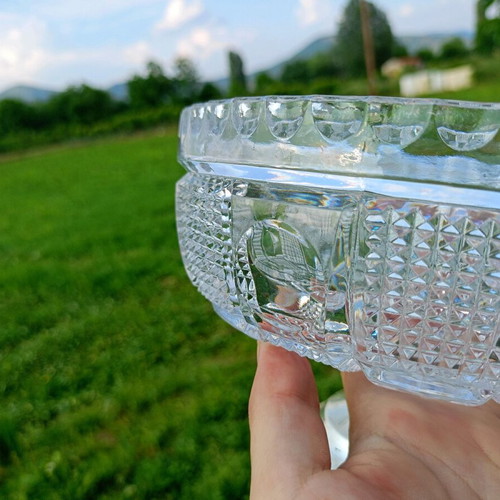 Glass bowl vintage fondantière unused