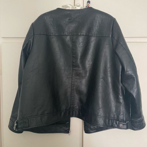 Dorothy Perkins biker jacket used, black faux leather, size UK 22