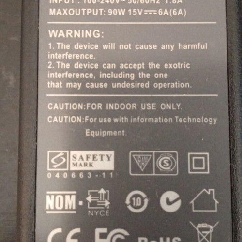 Laptop power adapter 15V-6A 90W used