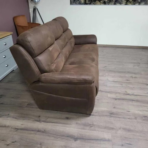 Brown fabric sofa three-seater new