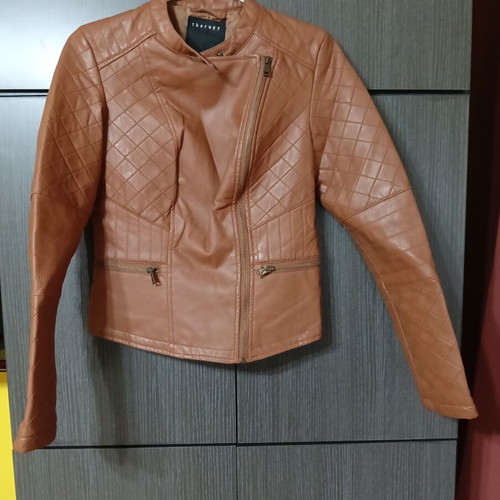 Therapy women's faux leather jacket size M 38 like new brown