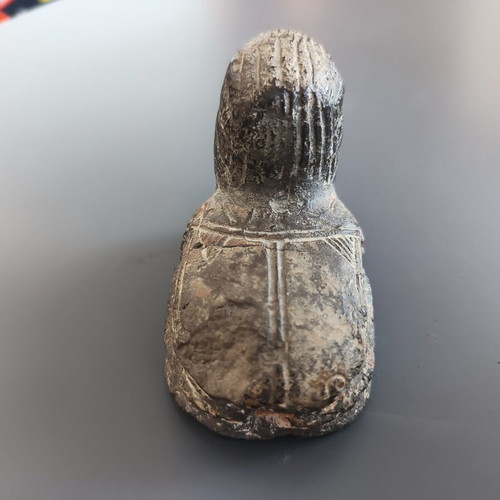 Egyptian Revival Sphinx Scarab Figurine used, hand-carved artifact replica